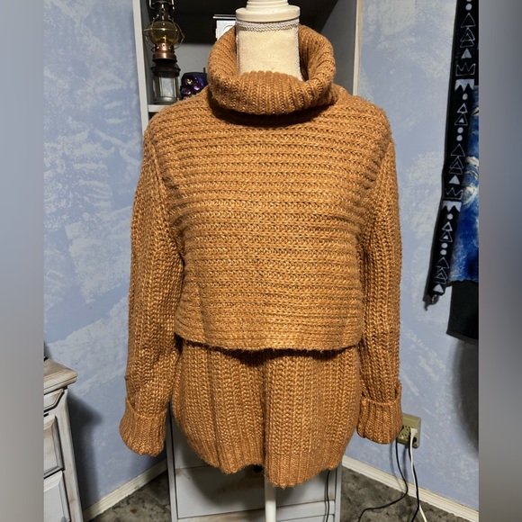 Mason Camel turtle Neck Sweater knit designer large #cottage core #knit - Picture 4 of 14